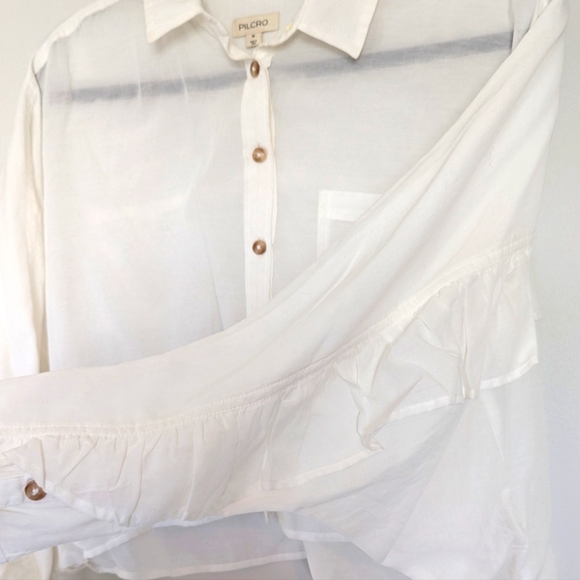 Pilcro Button Up Western Style White Shirt Size M - Picture 5 of 5